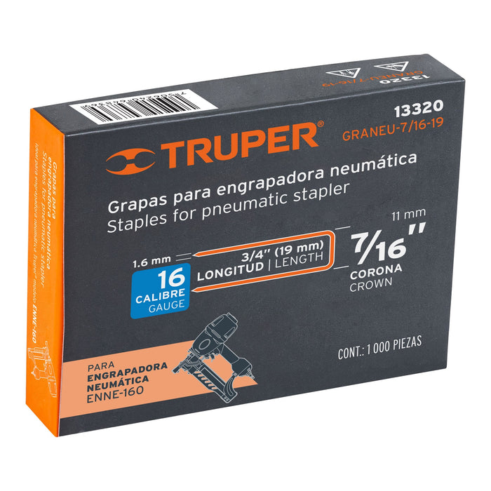 Caja con 1000 grapas corona 7/16' cal. 16, 19mm p/ENNE-160 Código: 13320