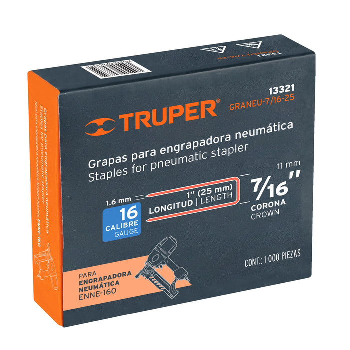 Caja con 1000 grapas corona 7/16' cal. 16, 25mm p/ENNE-160 Código: 13321