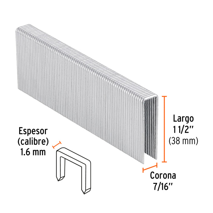 Caja con 1000 grapas corona 7/16' cal. 16, 38mm p/ENNE-160 Código: 13335