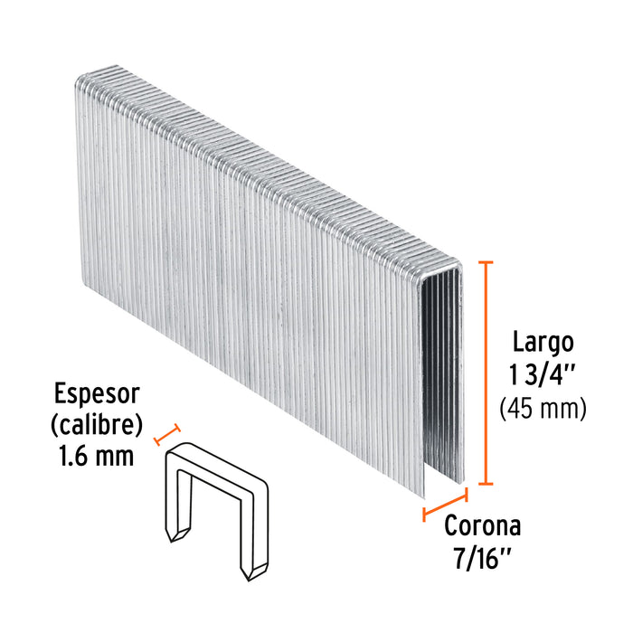 Caja con 1000 grapas corona 7/16' cal. 16, 45mm p/ENNE-160 Código: 13348