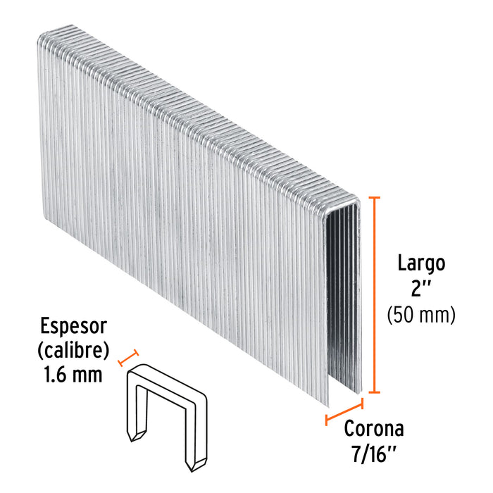 Caja con 1000 grapas corona 7/16' cal. 16, 50mm p/ENNE-160 Código: 13349
