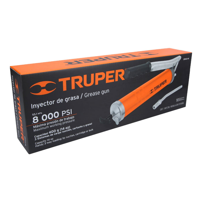 Inyectora de grasa 14 oz, 8000 PSI con grip antiderrapante 14860 GRAS-14