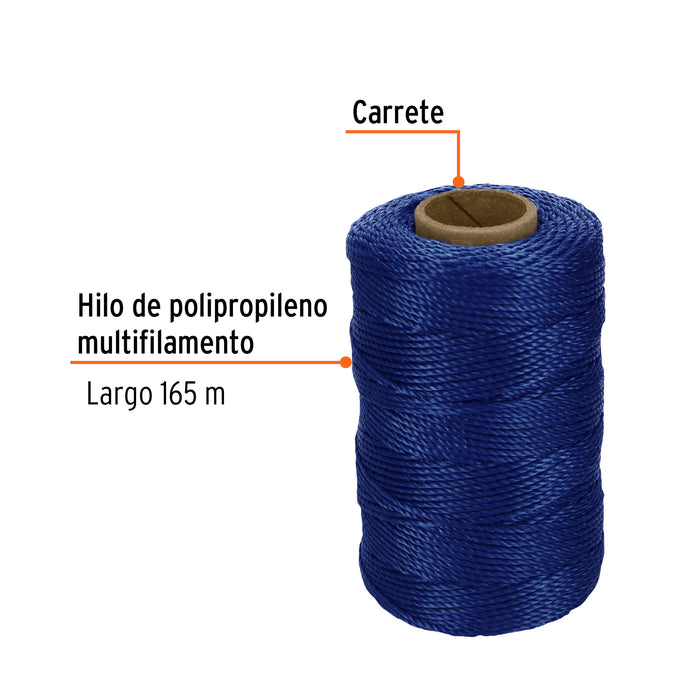 Carrete con 165 m de hilo para albañil azul, Truper 14057 HIL-165Z