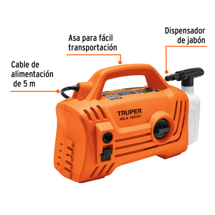 Hidrolavadora eléctrica compacta 1600 PSI, Truper 102795 HILA-1600C