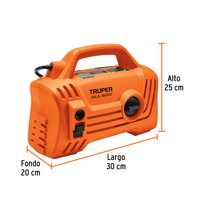 Hidrolavadora eléctrica compacta 1600 PSI, Truper 102795 HILA-1600C