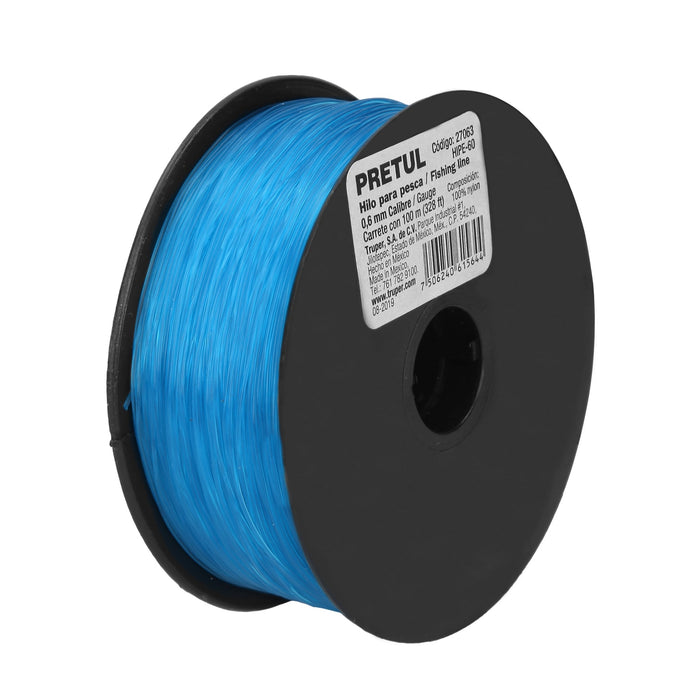 Carrete con 100 m de hilo para pesca azul calibre 0.60 mm 27063 HIPE-60