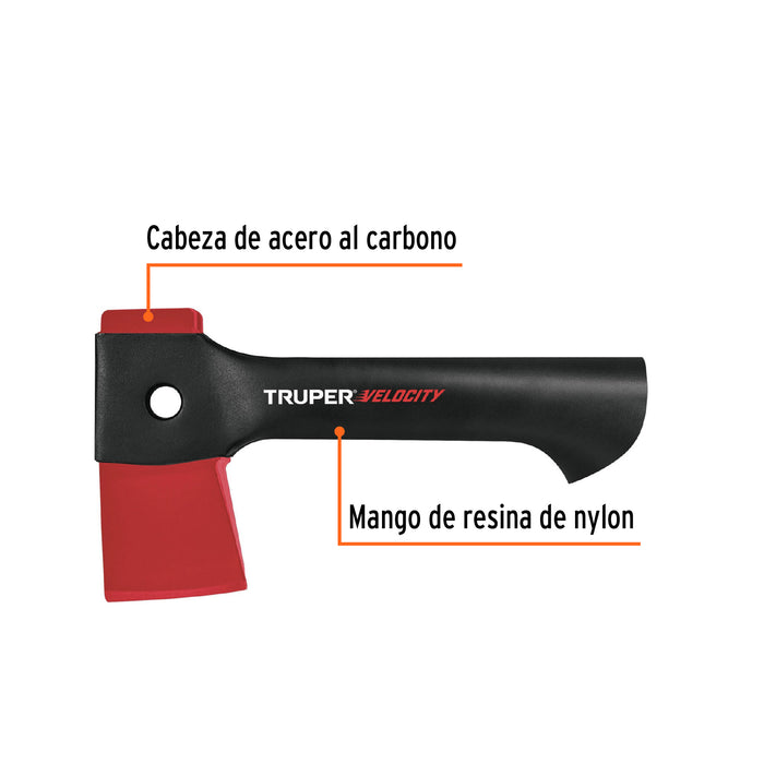 Hacha cazadora 1 lb mango de nylon de 14', Truper Velocity 100175 HVE-1