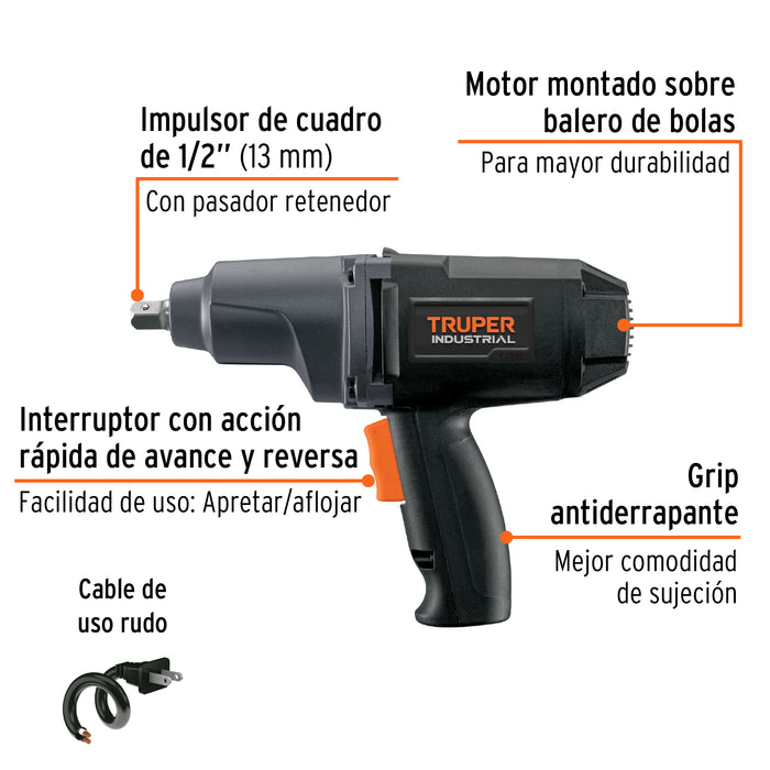 Llave de impacto 1/2' 900 W, industrial, Truper 11682