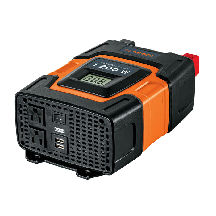 Inversor de corriente de 1200 W con puertos USB, Truper 10491 INCO-1000