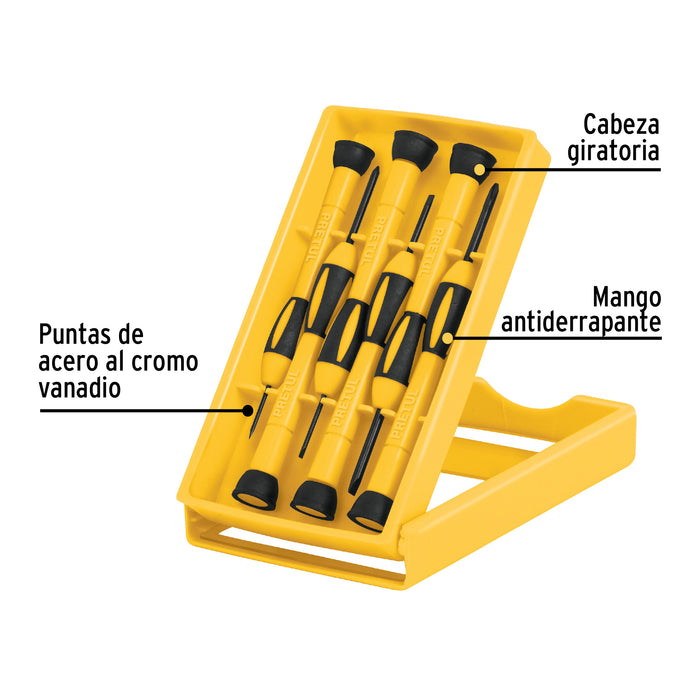 Juego con 6 desarmadores de precisión, Pretul 21381 J-DEJ-6