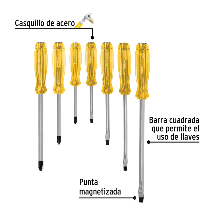 Juego de 7 desarmadores de impacto, Pretul 21378 J-DIMP-7