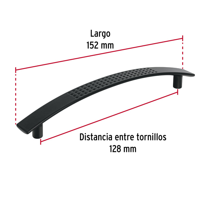 Jaladera de 128mm estilo 'Contempo' acabado negro, Hermex 45642