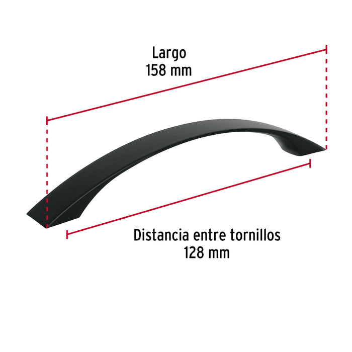 Jaladera de 128mm estilo 'Moderno' acabado negro, Hermex 45645