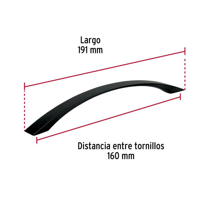 Jaladera de 160mm estilo 'Moderno' acabado negro, Hermex 45646