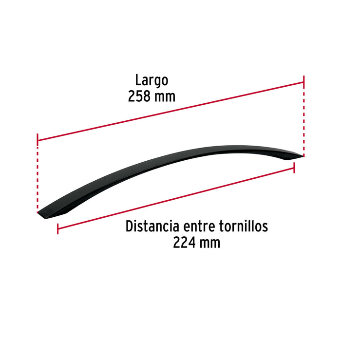 Jaladera de 224mm estilo 'Moderno' acabado negro, Hermex 45647