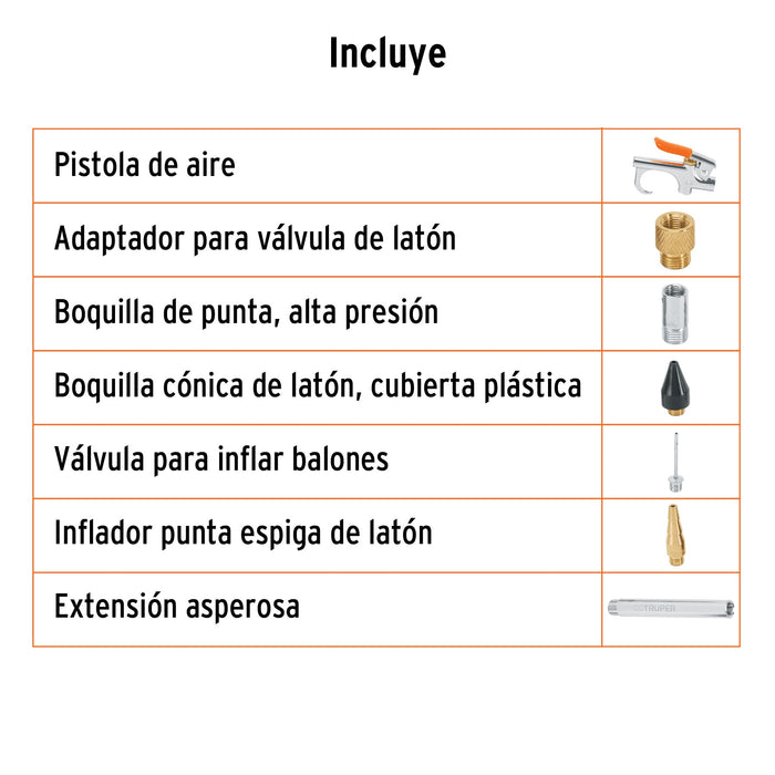 Juego de pistola sopleteadora con 2 boquillas y 4 accesorios Código: 19078