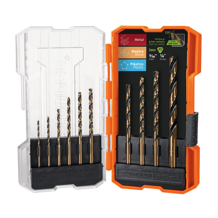 Juego de 10 brocas HSS para metal en estuche, Truper Expert 11399 JBAV-10