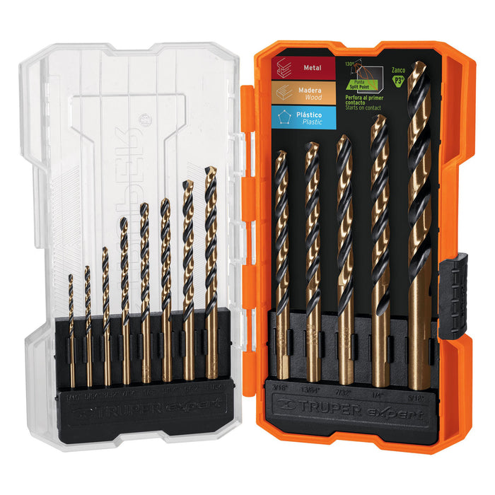 Juego de 13 brocas HSS para metal en estuche, Truper Expert 11402 JBAV-13