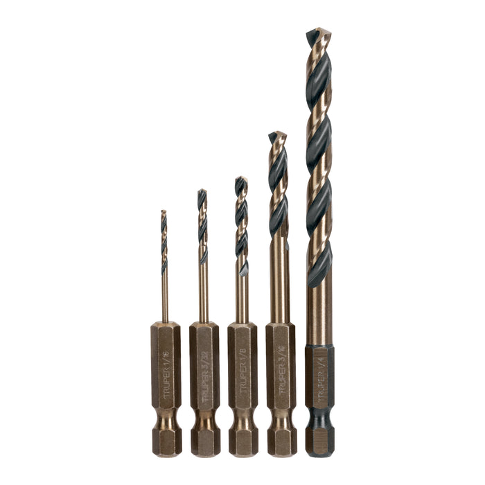 Juego de 5 brocas HSS para metal, Truper Expert 11394 JBAV-5