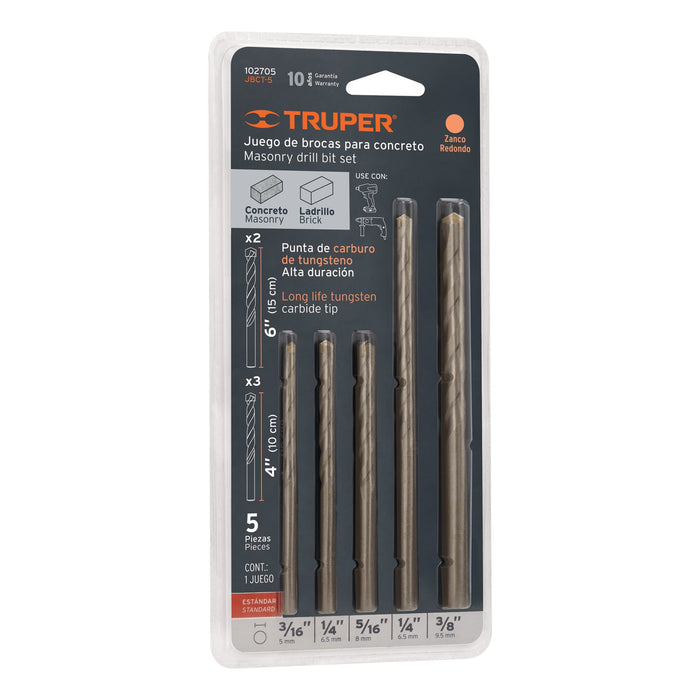 Juego de 5 brocas para concreto, Truper Código: 102705
