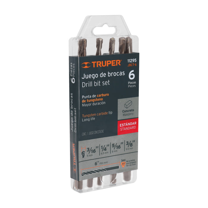 Juego de 6 brocas para concreto, Truper 11295 JBCT-6