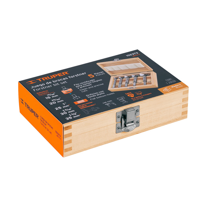 Juego de 5 brocas forstner para madera, Truper 102373 JBFM-5
