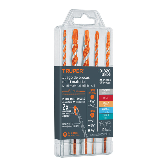 Juego de 5 brocas multimaterial, Truper 101820 JBMC-5