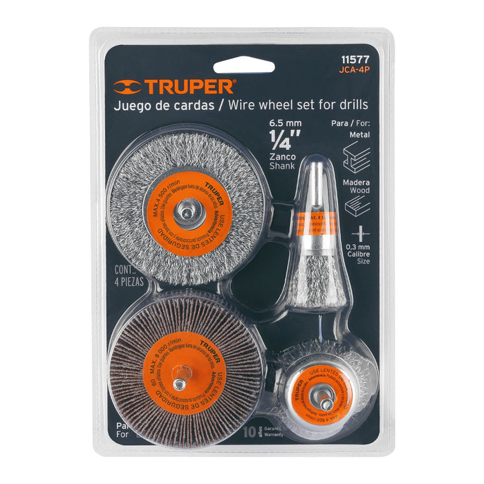 Juego de 4 cardas para taladro, Truper 11577 JCA-4P