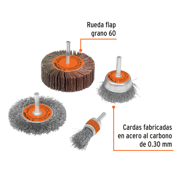 Juego de 4 cardas para taladro, Truper 11577 JCA-4P