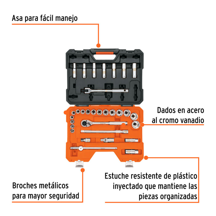 Juego de 31 herramientas cuadro 1/2' std para mecánico Código: 102260