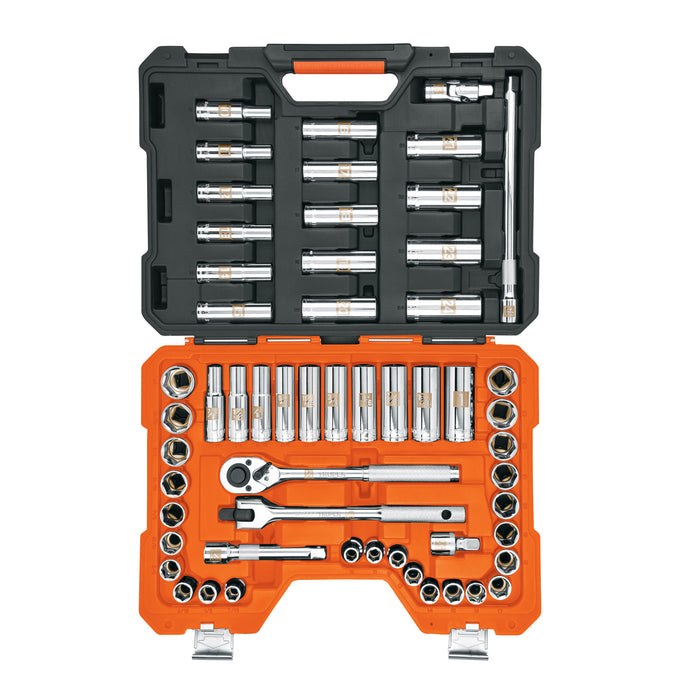 Juego de 56 herramientas cuadro 1/2' std y mm para mecánico Código: 102261