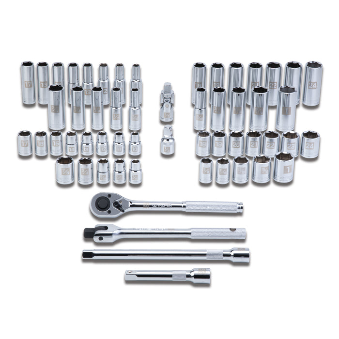 Juego de 56 herramientas cuadro 1/2' std y mm para mecánico Código: 102261