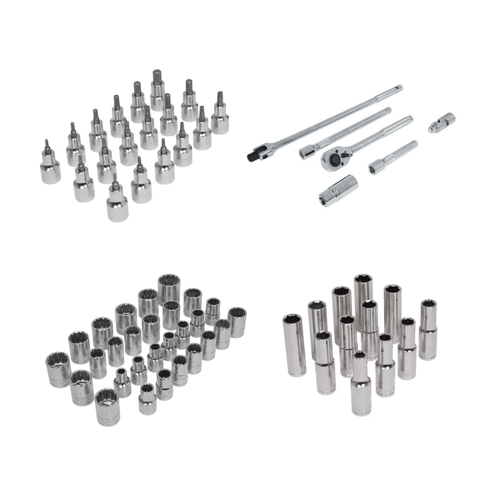 Juego de 64 herramientas cuadro 1/2' std y mm para mecánico Código: 12892