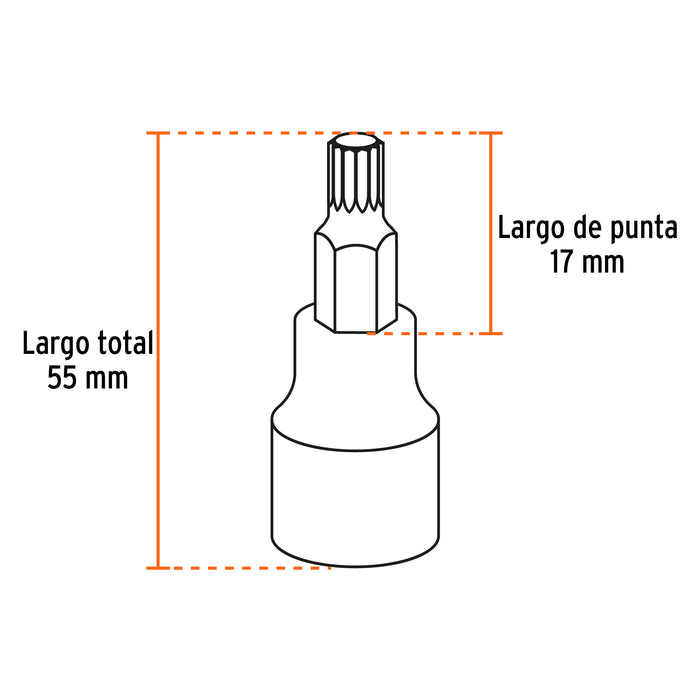 Juego de 7 dados cuadro 1/2' punta corta bristol, en estuche Código: 101305