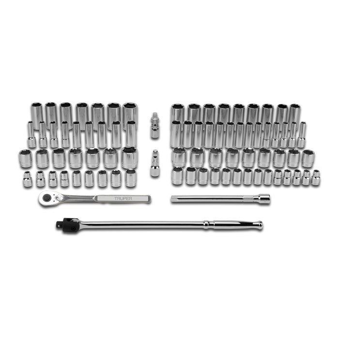 Juego de 83 herramientas cuadro 1/2' std y mm para mecánico Código: 102390