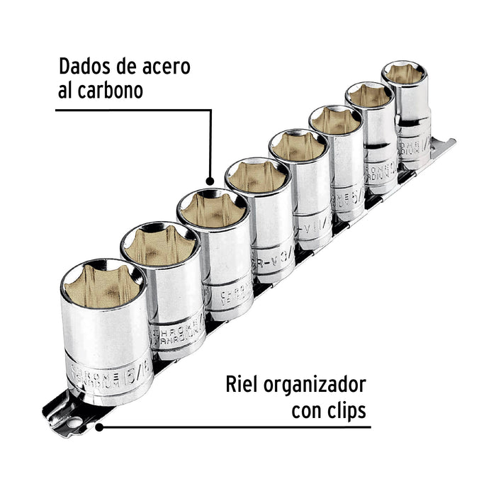 Juego de 8 dados cuadro 1/2' std, Pretul Código: 21170
