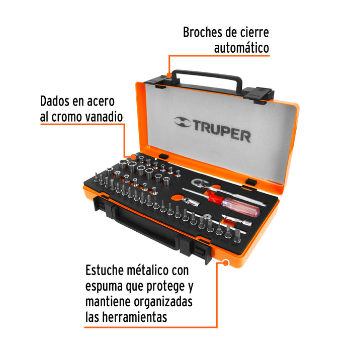 Juego de 45 herramientas cuadro 1/4' mm para mecánico Código: 13939