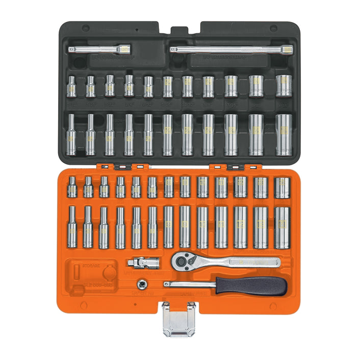 Juego de 54 herramientas cuadro 1/4' std y mm para mecánico Código: 102388