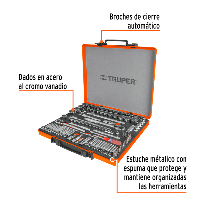 Juego 135 herramientas 1/4', 3/8' y 1/2' std y mm p/mecánico 13975 JD-135MP