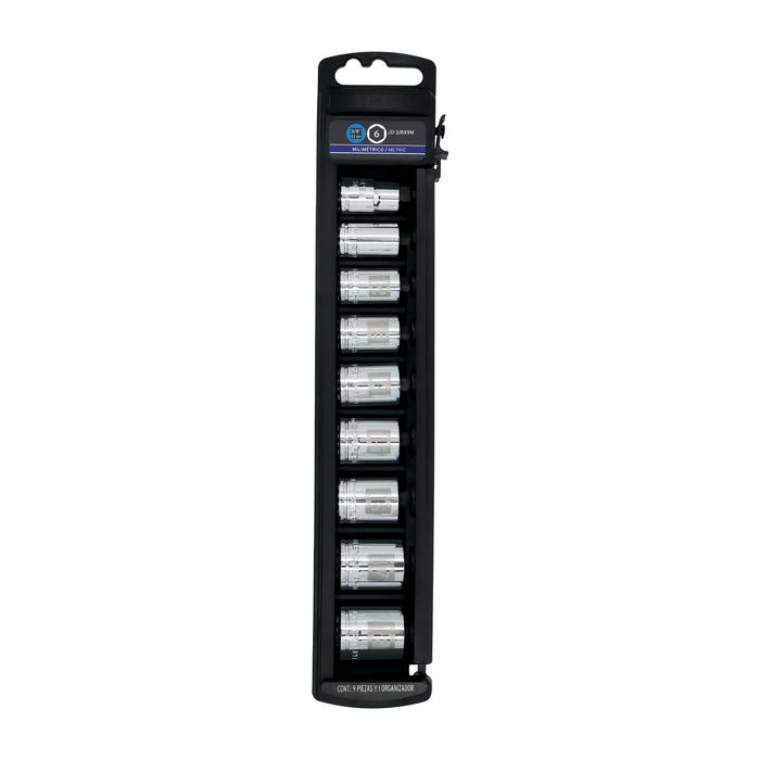 Juego de 9 dados cuadro 3/8' mm, Truper Código: 13952