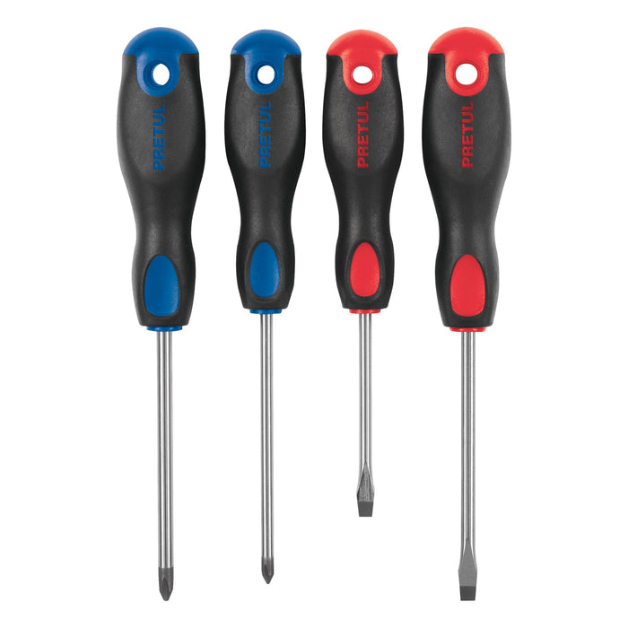 Juego de 4 desarmadores mango Comfort Grip, Pretul 20218 JD-4BP