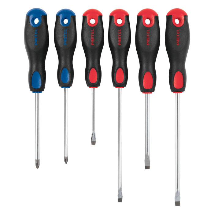 Juego de 6 desarmadores mango Comfort Grip, Pretul 20220 JD-6BP