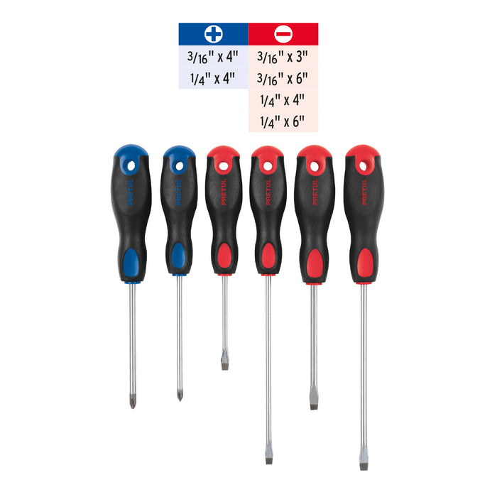 Juego de 6 desarmadores mango Comfort Grip, Pretul 20220 JD-6BP