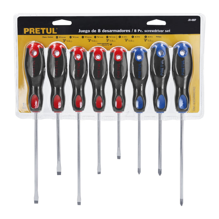 Juego de 8 desarmadores mango Comfort Grip, Pretul 20219 JD-8BP