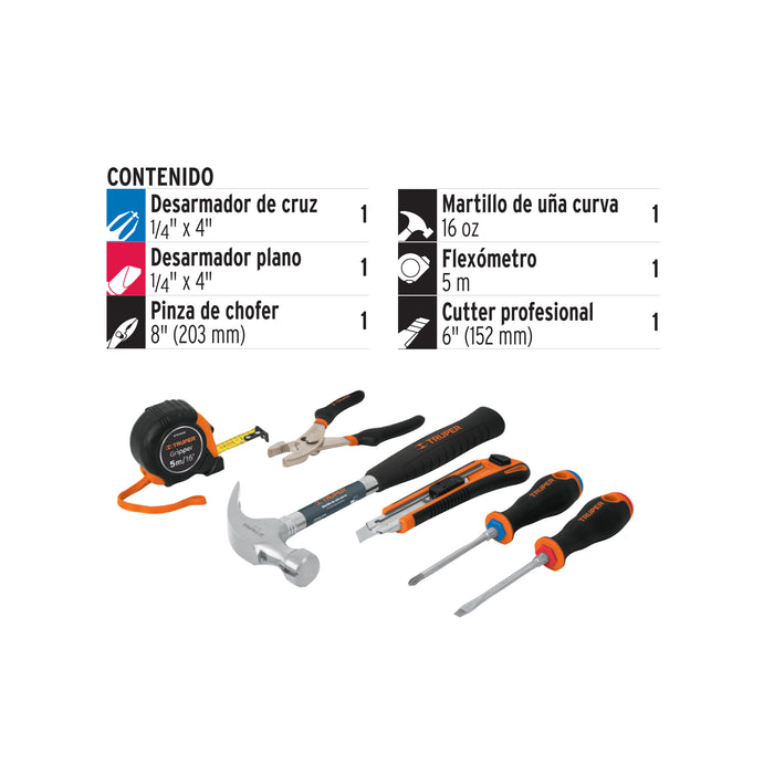 Juego de 6 herramientas caseras, Truper 14651 JGO-CAS6X