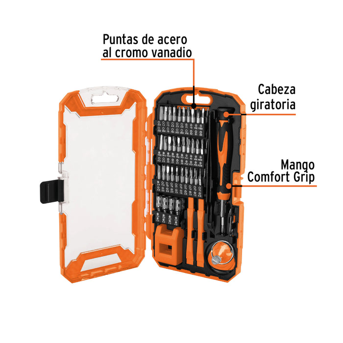 Juego de 77 piezas para reparación de electrónica, Truper 100373 JGO-TEL-77