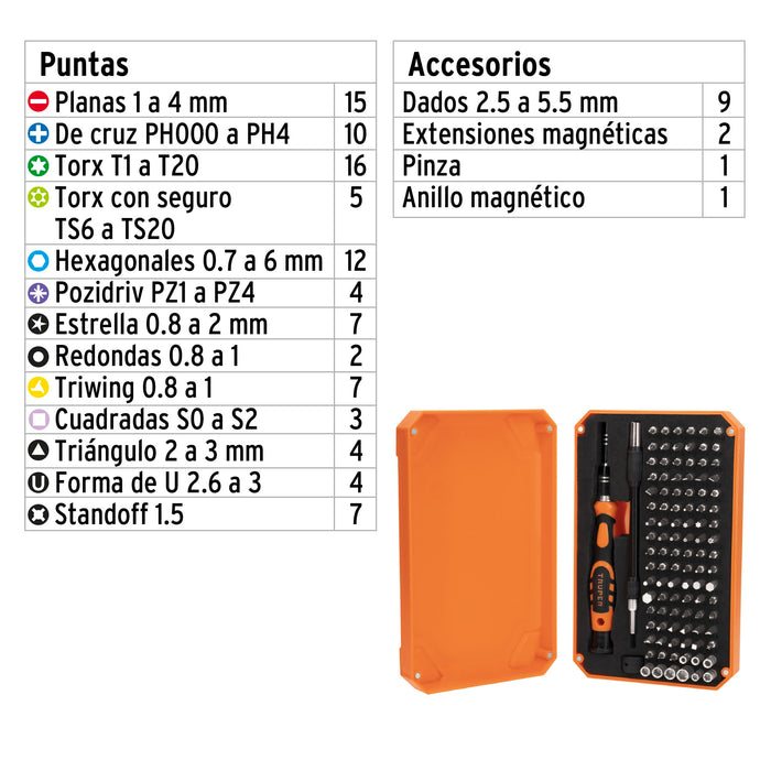 Desarmador de precisión con 106 puntas intercambiables 102398 JOY-106