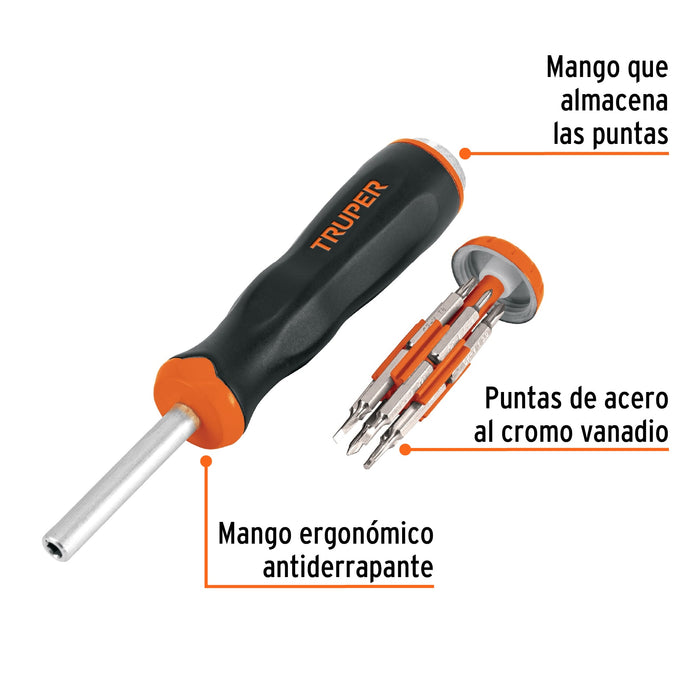 Desarmador de joyero multi puntas 12 en 1, Truper 102503 JOY-12