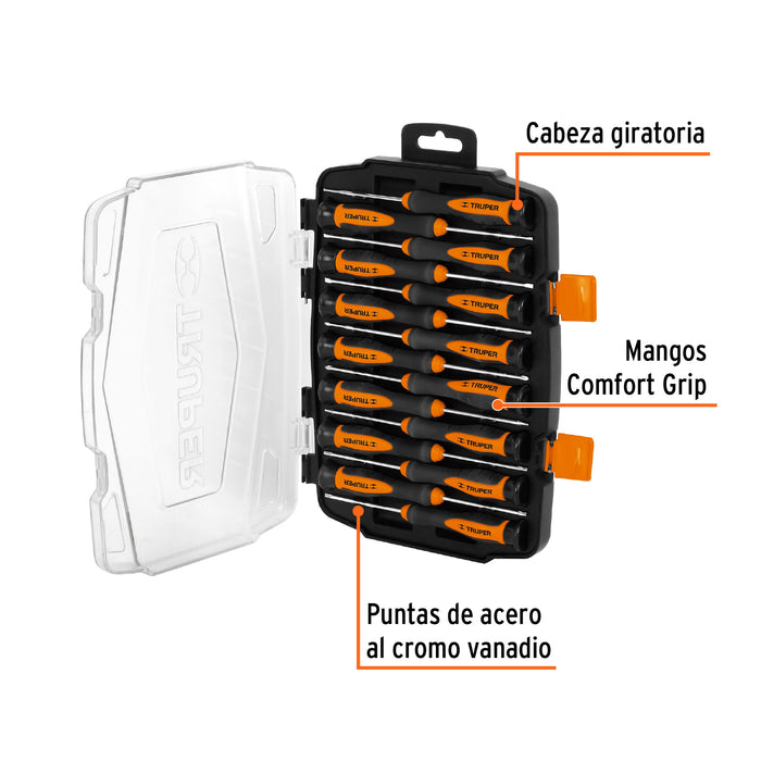 Juego con 15 desarmadores largos de precisión, Truper 14157 JOY-15L
