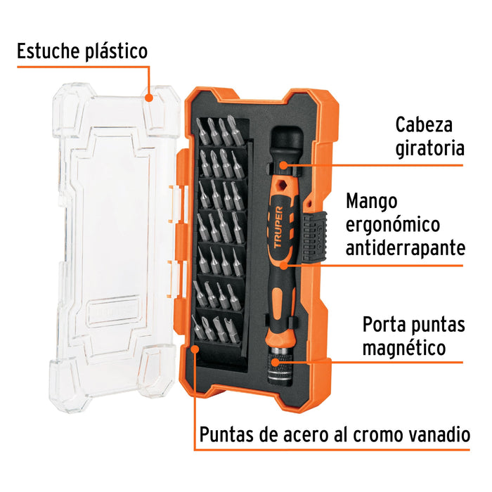 Desarmador de precisión con 28 puntas intercambiables 14160 JOY-29